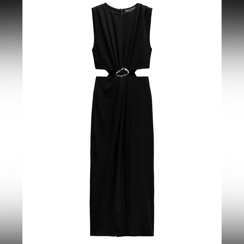 Zara Black Cut-Out Midi Dress